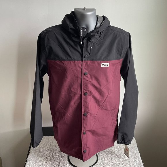 VANS SKATEBOARDING OFF THE STACK HOODED RAIN JACKET BUTTON UP MEN'S SIZE MEDIUM - Picture 2 of 9